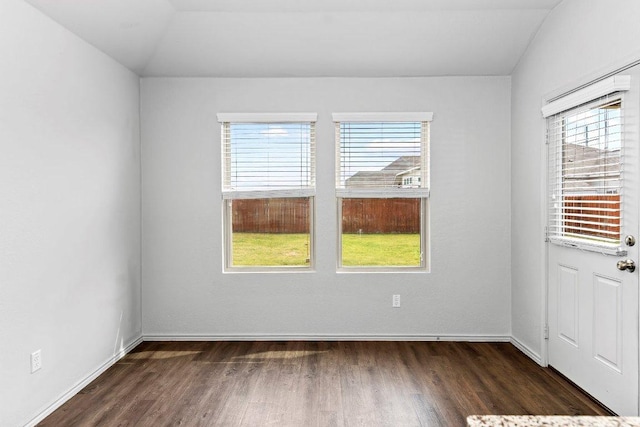 empty room with baseboards, dark wood-type flooring, and plenty of natural light