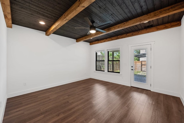 7008 Meador Ave Unit 1, Austin, TX 78752 - empty room featuring baseboards, beam ceiling, and wooden ceiling