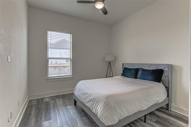 1801 Lakeside Ranch Rd, Georgetown, TX 78633 - bedroom with wood finished floors, baseboards, and ceiling fan