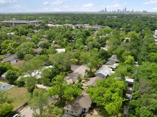 aerial view with a city view