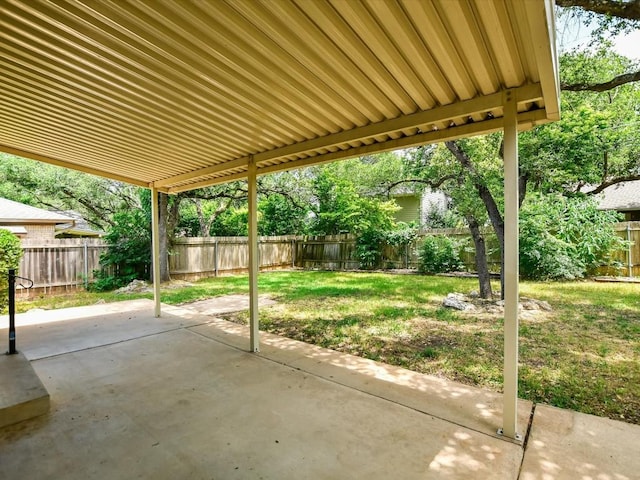 view of patio featuring a fenced backyard
