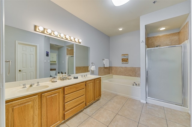 3404 American Dr Unit 3208, Lago Vista, TX 78645 - full bath with tile patterned flooring, a garden tub, a stall shower, and double vanity
