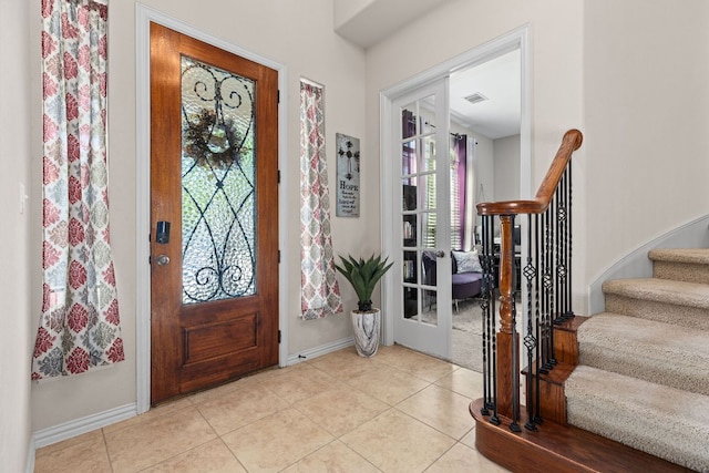 2812 Saint Rodrigo Ct, Round Rock, TX 78665 - tiled entrance foyer featuring baseboards and stairway