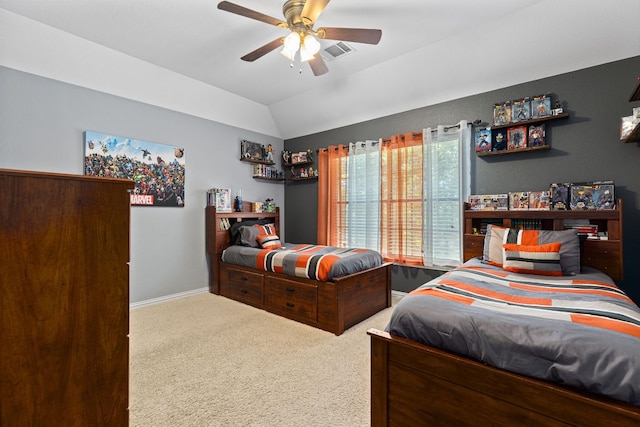 2812 Saint Rodrigo Ct, Round Rock, TX 78665 - carpeted bedroom featuring vaulted ceiling and a ceiling fan