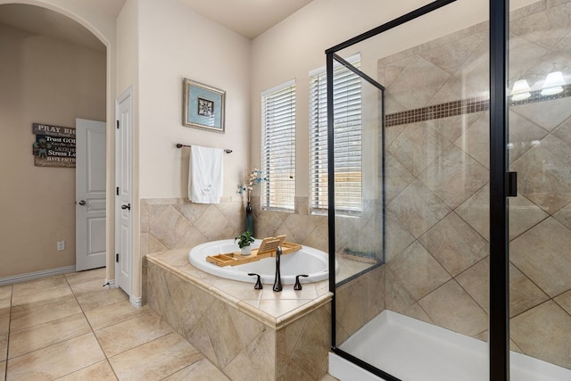 2812 Saint Rodrigo Ct, Round Rock, TX 78665 - full bath featuring a garden tub, a stall shower, and tile patterned floors