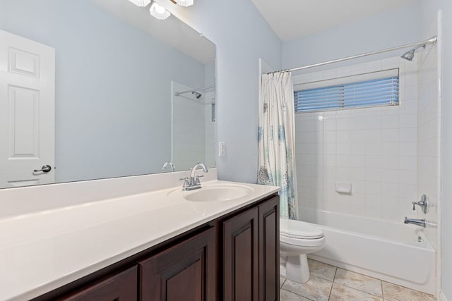 2129 Aaron Ross Way, Round Rock, TX 78665 - bathroom featuring shower / tub combo, vanity, and tile patterned floors