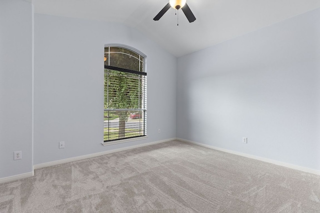 2129 Aaron Ross Way, Round Rock, TX 78665 - spare room with carpet, a ceiling fan, and lofted ceiling
