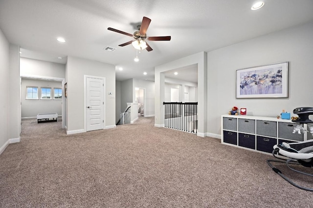 233 Abbeyville Walk, Austin, TX 78738 - carpeted office space with a ceiling fan, recessed lighting, and baseboards