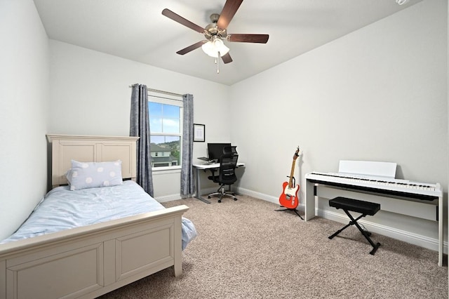 233 Abbeyville Walk, Austin, TX 78738 - bedroom with carpet, an office area, baseboards, and ceiling fan