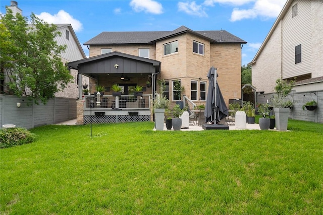 11009 Midbury Ct, Austin, TX 78748 - rear view of property featuring a patio area, fence private yard, and a lawn