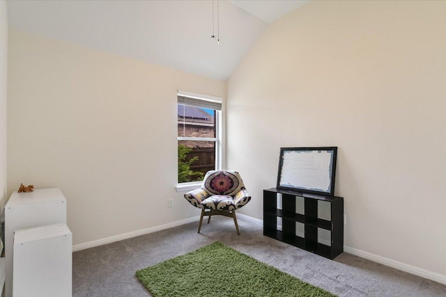 11805 Larch Valley Dr, Austin, TX 78754 - sitting room with carpet floors and lofted ceiling