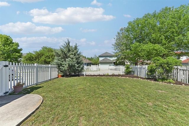 view of yard featuring a fenced backyard