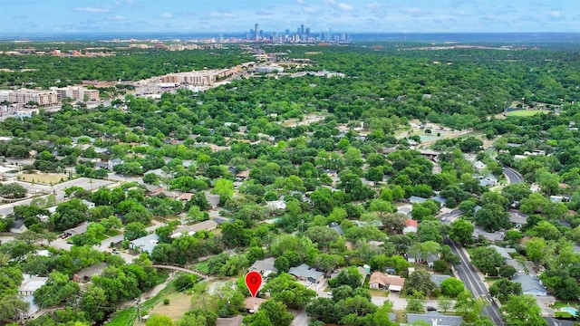 drone / aerial view with a city view
