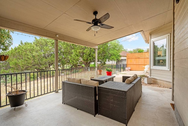 4906 Thunderbird Dr, Lago Vista, TX 78645 - view of patio / terrace with ceiling fan and an outdoor living space