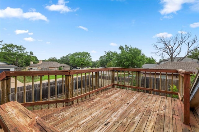 deck with a fenced backyard