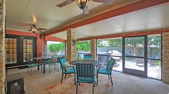 sunroom / solarium with french doors