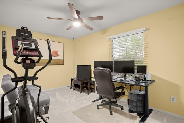 1904 Goodrich Ave Unit 16, Austin, TX 78704 - home office with ceiling fan, carpet, and baseboards
