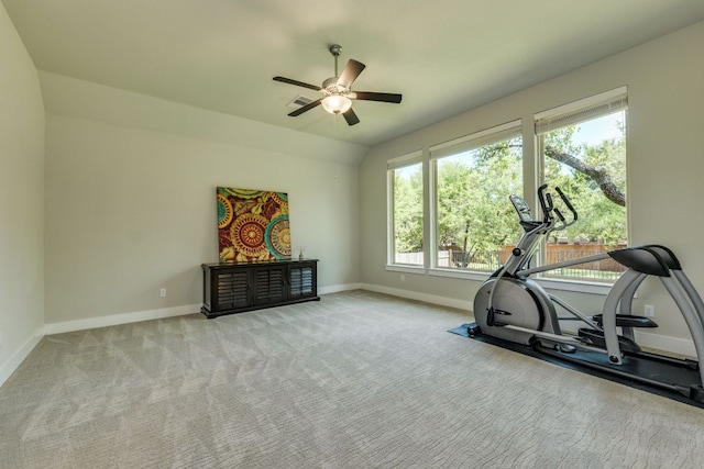 2724 Rain Song Dr, Leander, TX 78641 - exercise area featuring a ceiling fan and carpet flooring