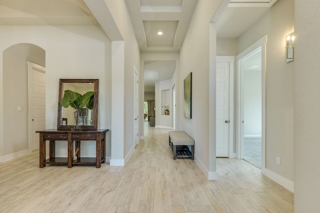 2724 Rain Song Dr, Leander, TX 78641 - corridor with light wood-style flooring and recessed lighting