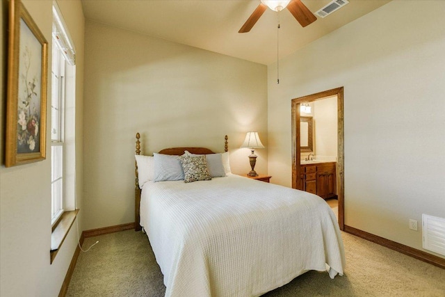 bedroom with visible vents, carpet, and baseboards
