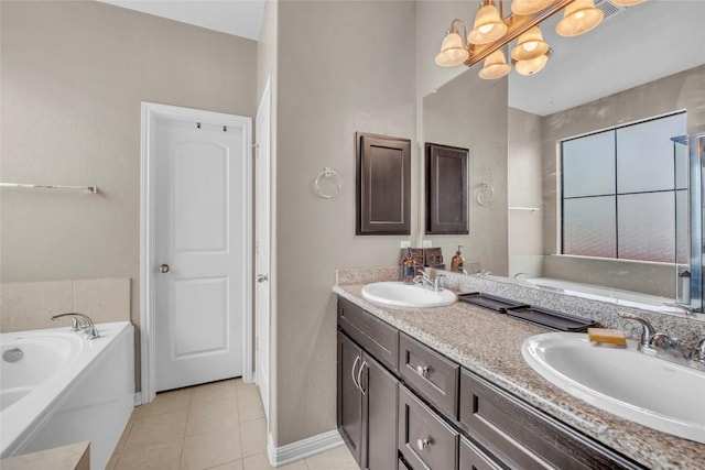 3306 Castleton Dr, Killeen, TX 76542 - full bathroom featuring double vanity, a bath, and a sink