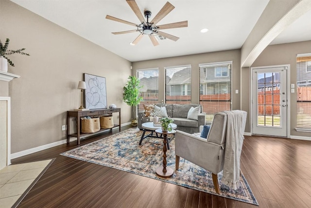 3306 Castleton Dr, Killeen, TX 76542 - living room featuring ceiling fan, wood finished floors, and recessed lighting