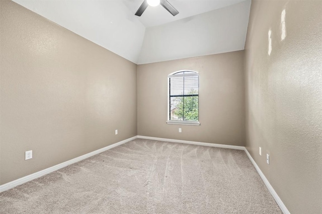 3306 Castleton Dr, Killeen, TX 76542 - spare room featuring ceiling fan, carpet, and vaulted ceiling