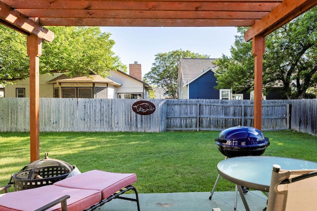 3011 Foxton Cv, Austin, TX 78748 - view of yard with an outdoor fire pit, a pergola, and a patio