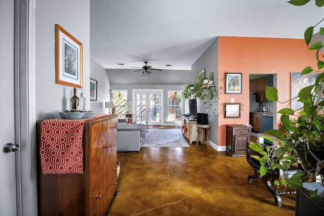 3011 Foxton Cv, Austin, TX 78748 - hall featuring finished concrete flooring, french doors, and baseboards