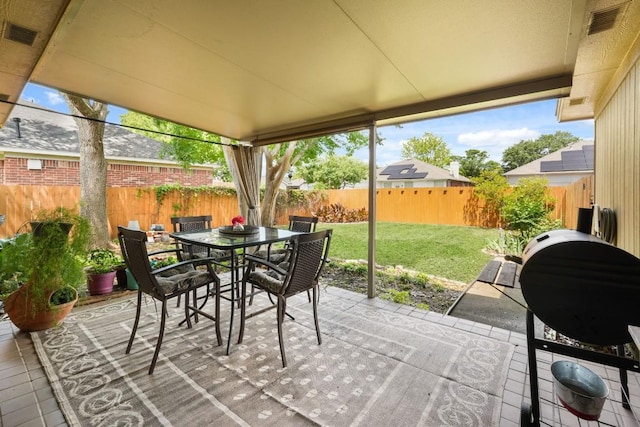 view of patio / terrace featuring outdoor dining area and a fenced backyard