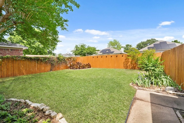 view of yard featuring a fenced backyard