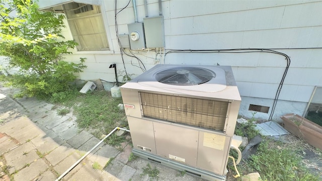 details with electric meter and central AC unit