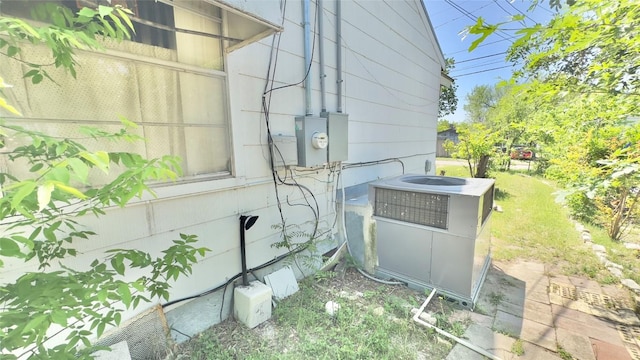 details with cooling unit and electric meter