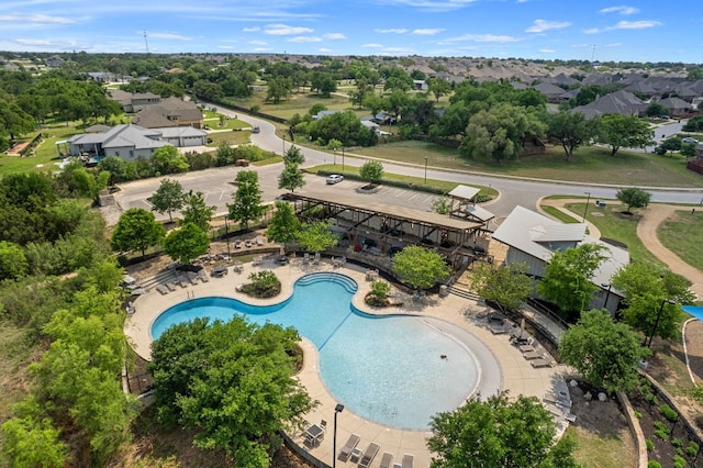 aerial view featuring a residential view