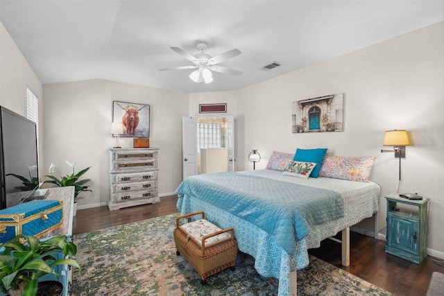 30310 Bumble Bee Dr, Georgetown, TX 78628 - bedroom featuring visible vents, a ceiling fan, baseboards, and wood finished floors