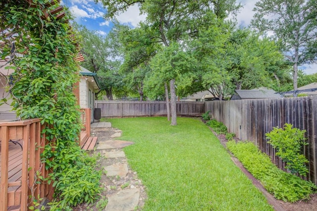view of yard featuring a fenced backyard