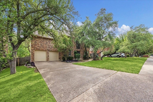 9007 Tweed Berwick Dr, Austin, TX 78750 - obstructed view of property featuring concrete driveway, brick siding, and an attached garage