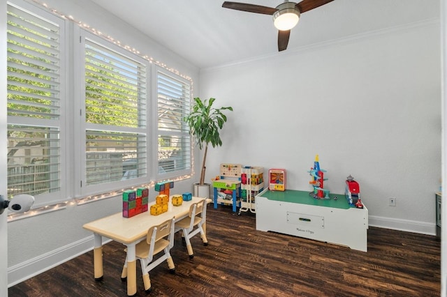 108 Perpetuation Dr Unit 802, Lakeway, TX 78734 - recreation room with wood finished floors, ceiling fan, baseboards, and crown molding
