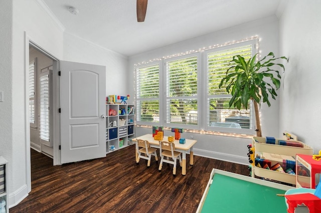 108 Perpetuation Dr, Austin, TX 78734 - playroom with crown molding and wood finished floors
