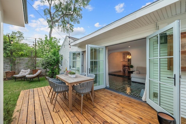 1107 Maufrais St, Austin, TX 78703 - wooden deck with outdoor dining area