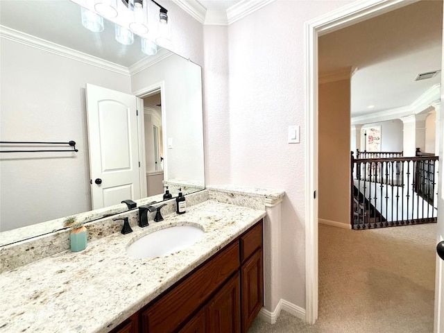 804 Lakewood Hills Ter, Austin, TX 78732 - bathroom featuring vanity and ornamental molding