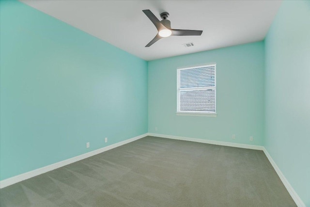 5412 Moon Shadow Dr, Austin, TX 78735 - spare room with baseboards, visible vents, a ceiling fan, and carpet floors