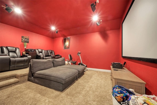 cinema room with carpet floors