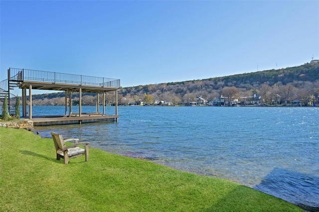 3111 Ski Shores Ter, Austin, TX 78730 - dock area with a water view and a lawn