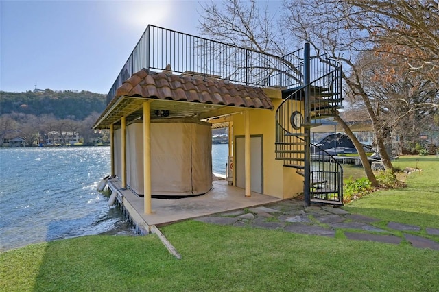 3111 Ski Shores Ter, Austin, TX 78730 - view of outdoor structure featuring stairs and a water view