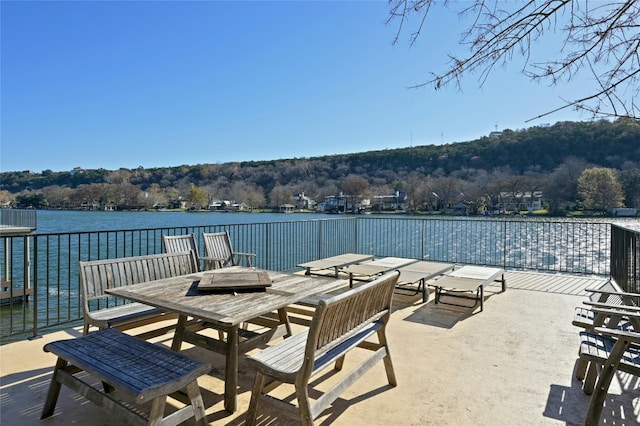 3111 Ski Shores Ter, Austin, TX 78730 - view of patio featuring a water view and outdoor dining area