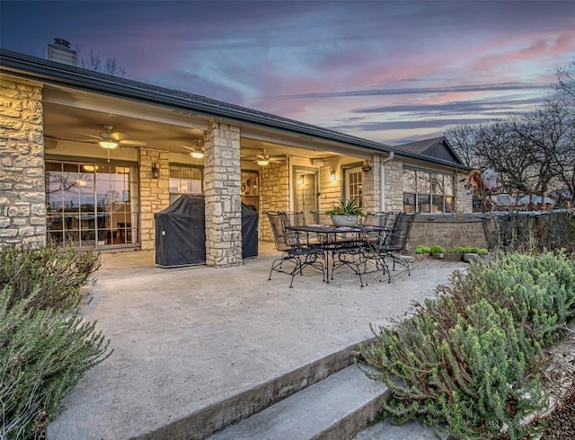 609 E Briarway Dr, Granite Shoals, TX 78654 - view of patio featuring a ceiling fan and area for grilling