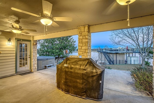 609 E Briarway Dr, Granite Shoals, TX 78654 - view of patio with ceiling fan and grilling area