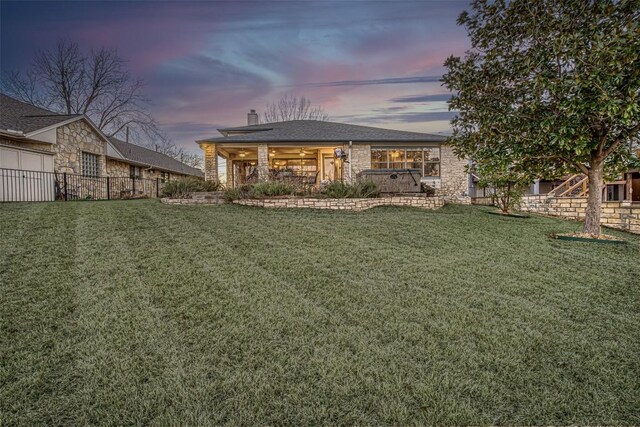 609 E Briarway Dr, Granite Shoals, TX 78654 - back of property featuring stone siding and a chimney