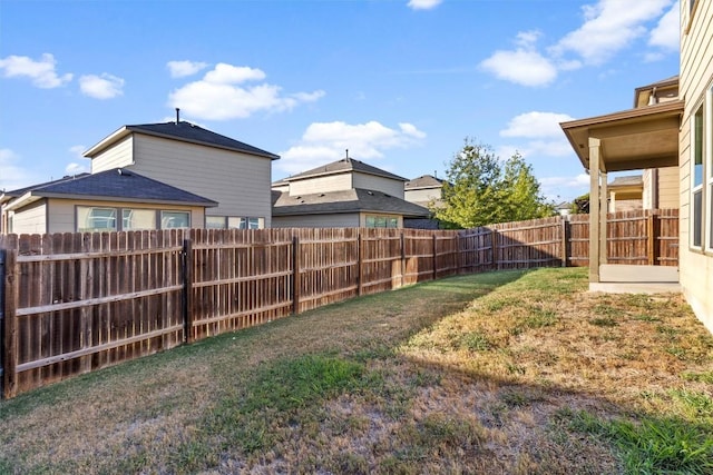 view of yard featuring a fenced backyard